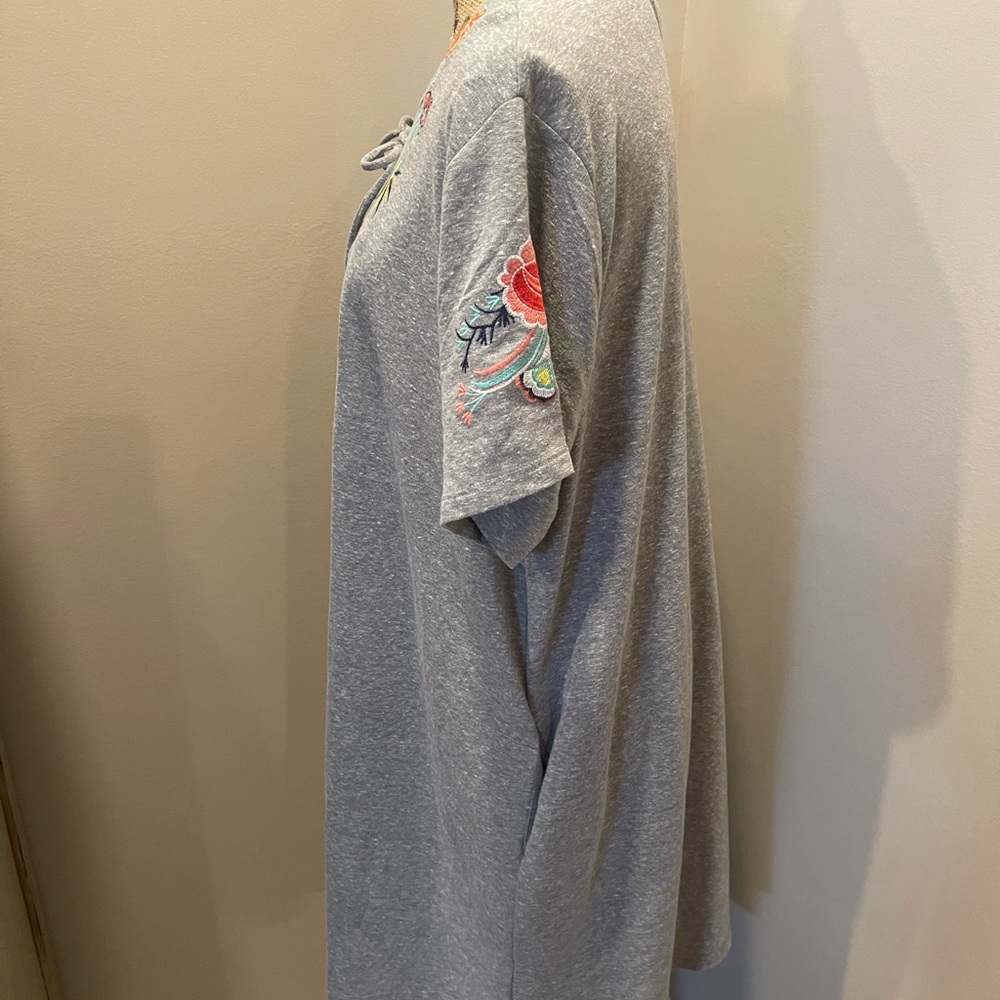 Umgee Gray Dress with Colorful Embroidery - Picture 3 of 5